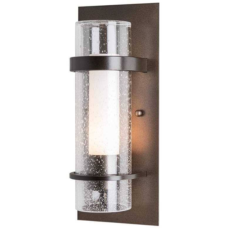 Image 1 Banded Seeded Glass Indoor Sconce - Bronze Finish - Opal and Seeded Glass