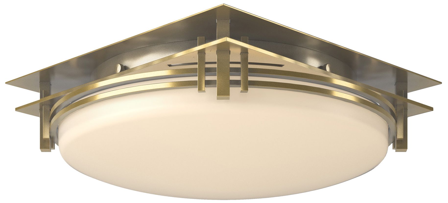 Banded Semi-Flush - Brass - Opal Glass - Made to Order