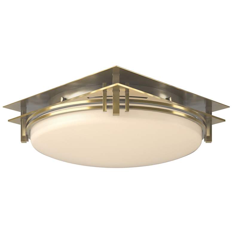 Image 1 Banded Semi-Flush - Brass - Opal Glass