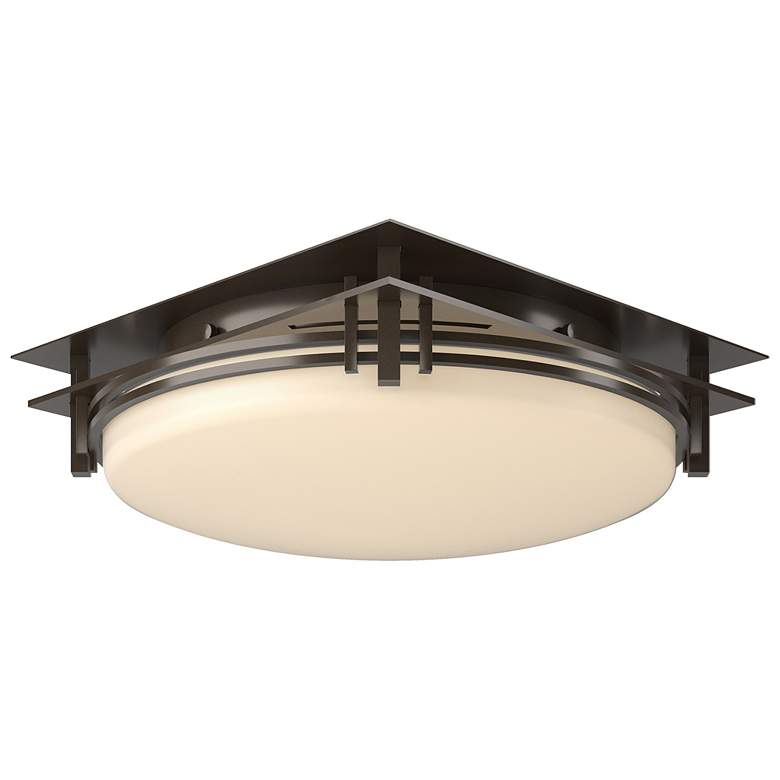 Image 1 Banded Semi-Flush - Bronze Finish - Opal Glass