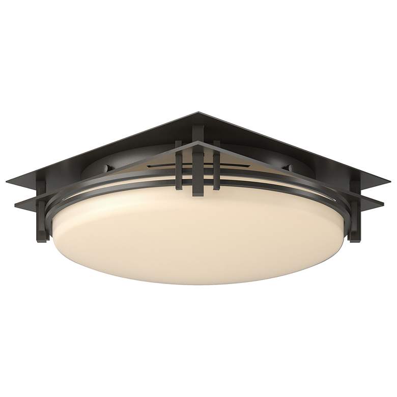 Image 1 Banded Semi-Flush - Dark Smoke Finish - Opal Glass