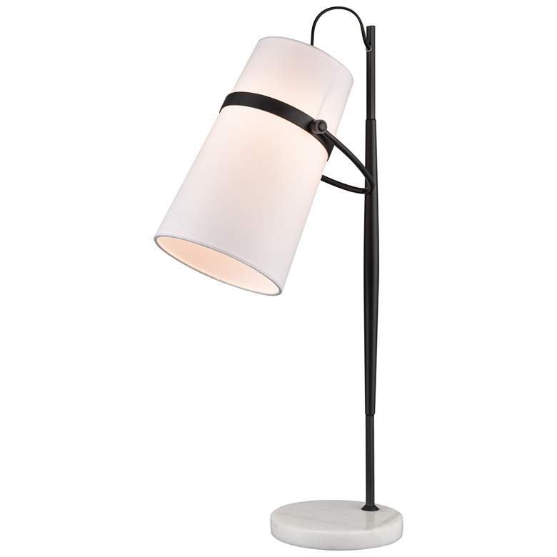 Image 1 Banded Shade 28" High 1-Light Desk Lamp - Matte Black - Includes LED B