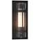 Banded Small Outdoor Sconce - Black Finish - Opal and Seeded Glass