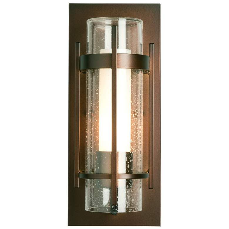 Image 1 Banded Small Outdoor Sconce - Bronze Finish - Opal and Seeded Glass