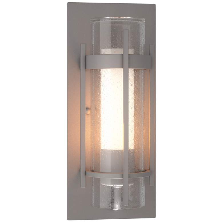 Image 1 Banded Small Outdoor Sconce - Steel Finish - Opal and Seeded Glass