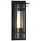 Banded Small Outdoor Sconce with Top Plate - Black - Opal and Seeded Glass