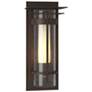 Banded Small Outdoor Sconce with Top Plate - Bronze - Opal and Seeded Glass
