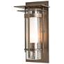 Banded Small Outdoor Sconce with Top Plate - Smoke - Opal and Seeded Glass