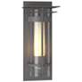 Banded Small Outdoor Sconce with Top Plate - Steel - Opal and Seeded Glass