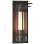 Banded Top Plate Outdoor Sconce - Bronze Finish - Opal and Seeded Glass