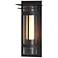 Banded Top Plated Black Large Outdoor Sconce With Opal & Seeded Glass