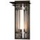 Banded Top Plated Dark Smoke Large Outdoor Sconce With Opal & Seeded Gl