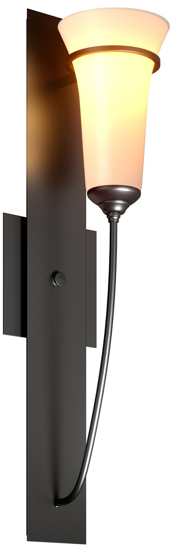 Banded Wall Torch Sconce - Black - Opal Glass - Made to Order