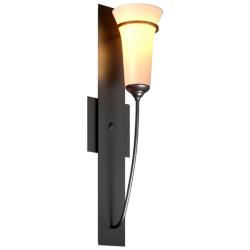 Banded Wall Torch Sconce - Black - Opal Glass
