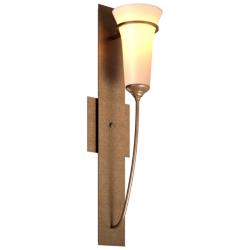 Banded Wall Torch Sconce - Bronze - Opal Glass