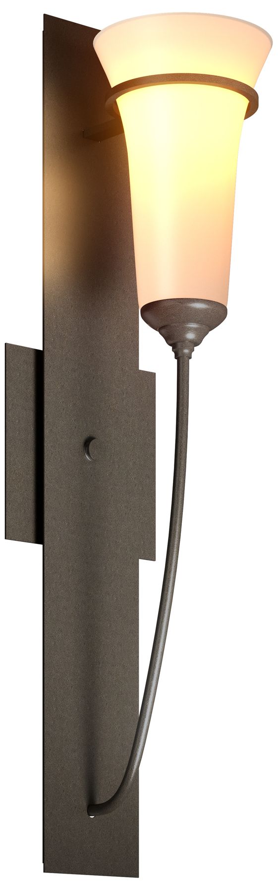Banded Wall Torch Sconce - Dark Smoke - Opal Glass