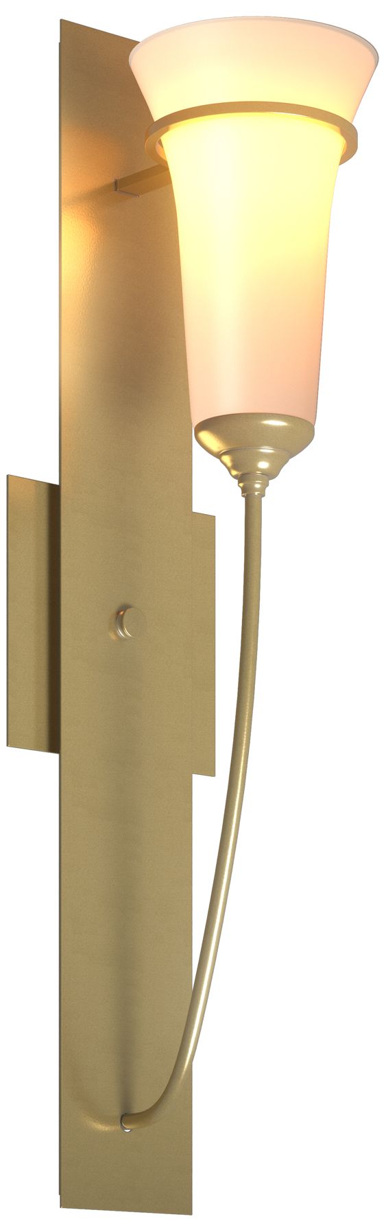 Banded Wall Torch Sconce - Modern Brass - Opal Glass - Made to Order