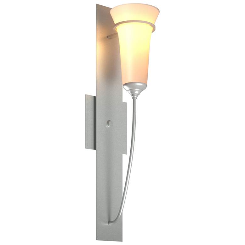Image 1 Banded Wall Torch Sconce - Platinum - Opal Glass