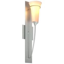 Banded Wall Torch Sconce - Platinum - Opal Glass