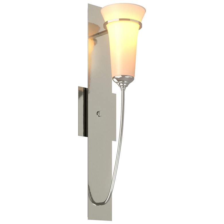 Image 1 Banded Wall Torch Sconce - Sterling - Opal Glass