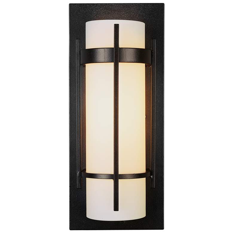 Image 1 Banded with Bar Black Sconce With Opal Glass