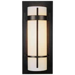Banded with Bar Black Sconce With Opal Glass