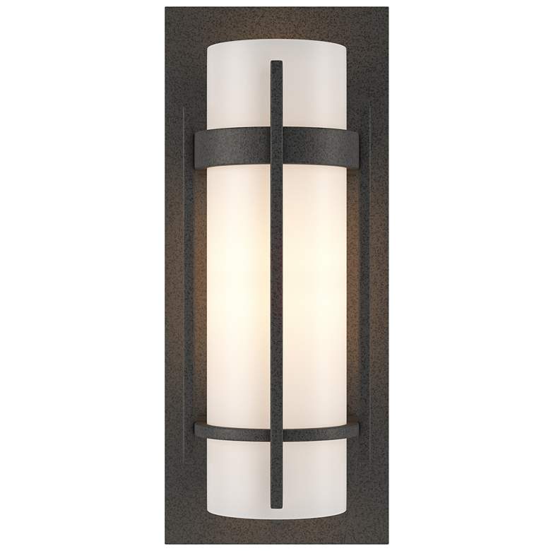 Image 1 Banded with Bar Sconce - Natural Iron Finish - Opal Glass