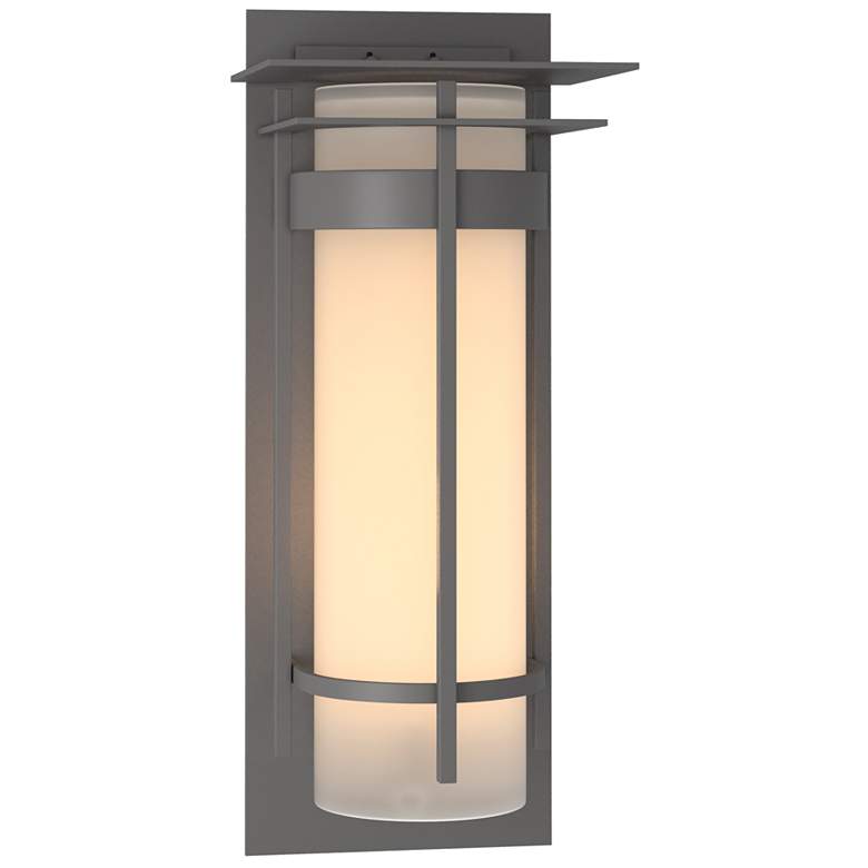 Image 1 Banded with Top Plate Extra Large Outdoor Sconce - Steel - Opal Glass