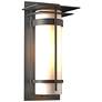 Banded with Top Plate Large Outdoor Sconce - Iron Finish - Opal Glass