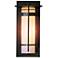Banded with Top Plate Small Outdoor Sconce - Iron Finish - Opal Glass