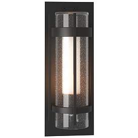 Image1 of Banded XL Outdoor Sconce - Black Finish - Opal and Seeded Glass
