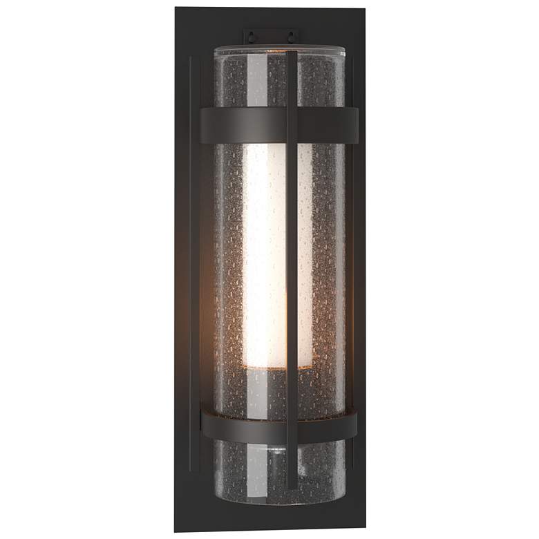 Image 1 Banded XL Outdoor Sconce - Black Finish - Opal and Seeded Glass