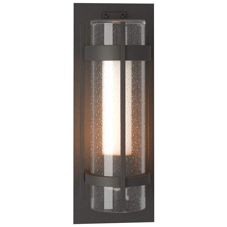 Image 1 Banded XL Outdoor Sconce - Iron Finish - Opal and Seeded Glass