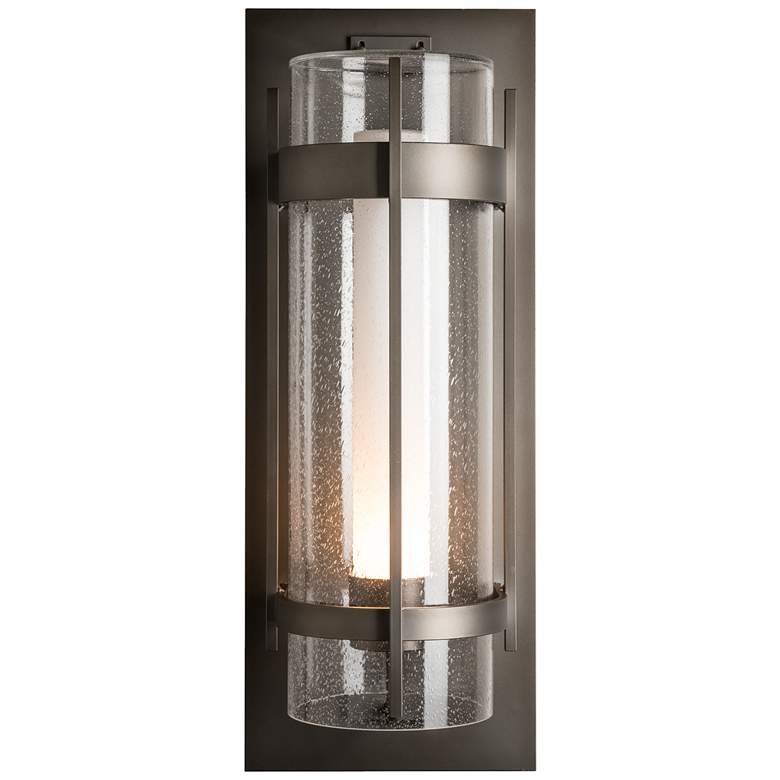 Image 1 Banded XL Outdoor Sconce - Smoke - Opal and Seeded Glass