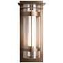 Banded XL Outdoor Sconce with Top Plate - Bronze - Opal and Seeded Glass