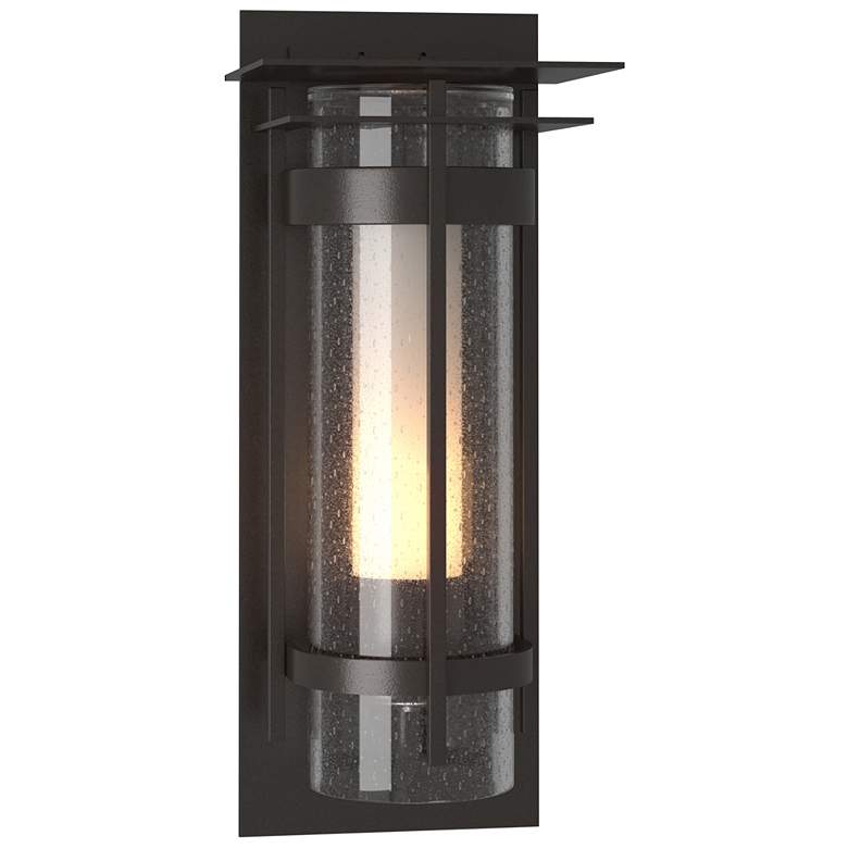 Image 1 Banded XL Outdoor Sconce with Top Plate - Bronze - Opal and Seeded Glass