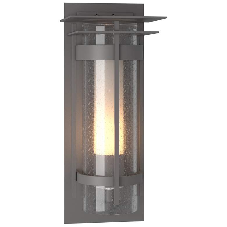 Image 1 Banded XL Outdoor Sconce with Top Plate - Steel - Opal and Seeded Glass