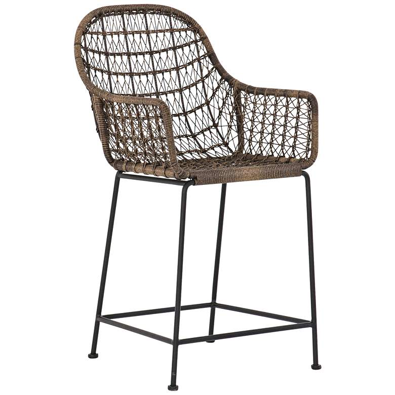 Image 1 Bandera 24 inch Distressed Gray Woven Outdoor Counter Stool
