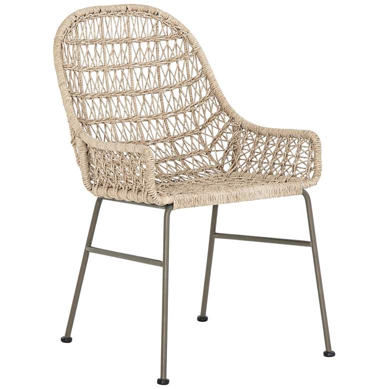 Image 1 Bandera Vintage White Woven Outdoor Dining Chair