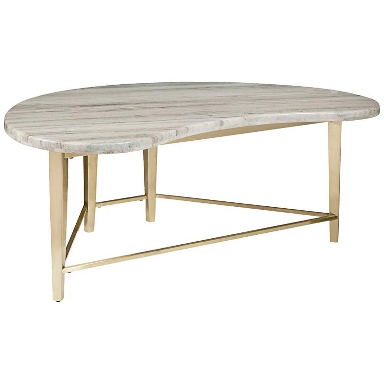 Image 1 Bandon 44 inch Wide Kidney-Shaped Carrara Marble Cocktail Table