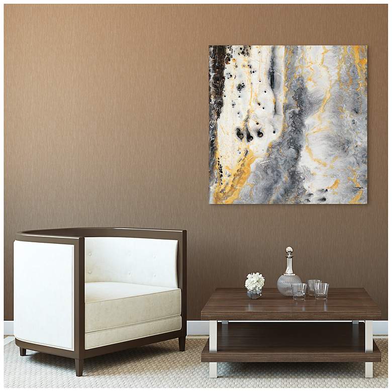 Image 4 Bands of Gold A" Frameless Free Floating Tempered Art Glass Wall Art more views