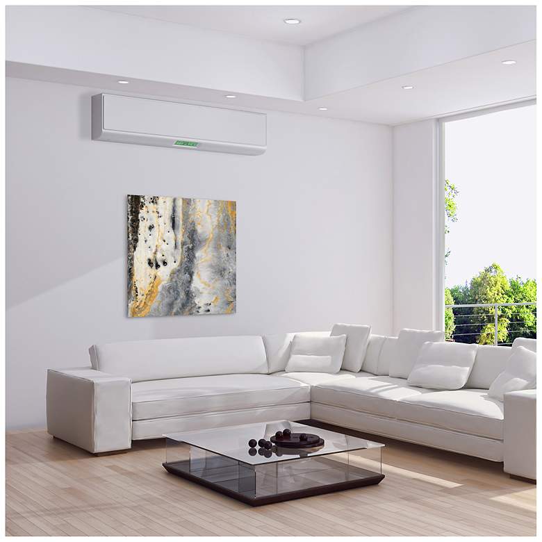Image 6 Bands of Gold A" Frameless Free Floating Tempered Art Glass Wall Art more views