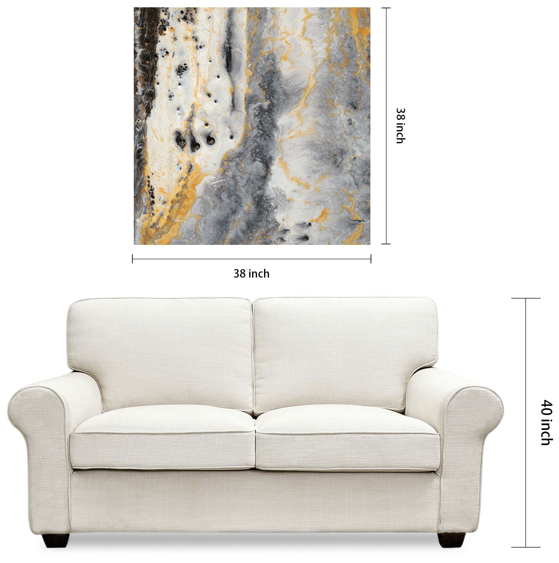Bands of Gold A" Frameless Free Floating Tempered Art Glass Wall Art
