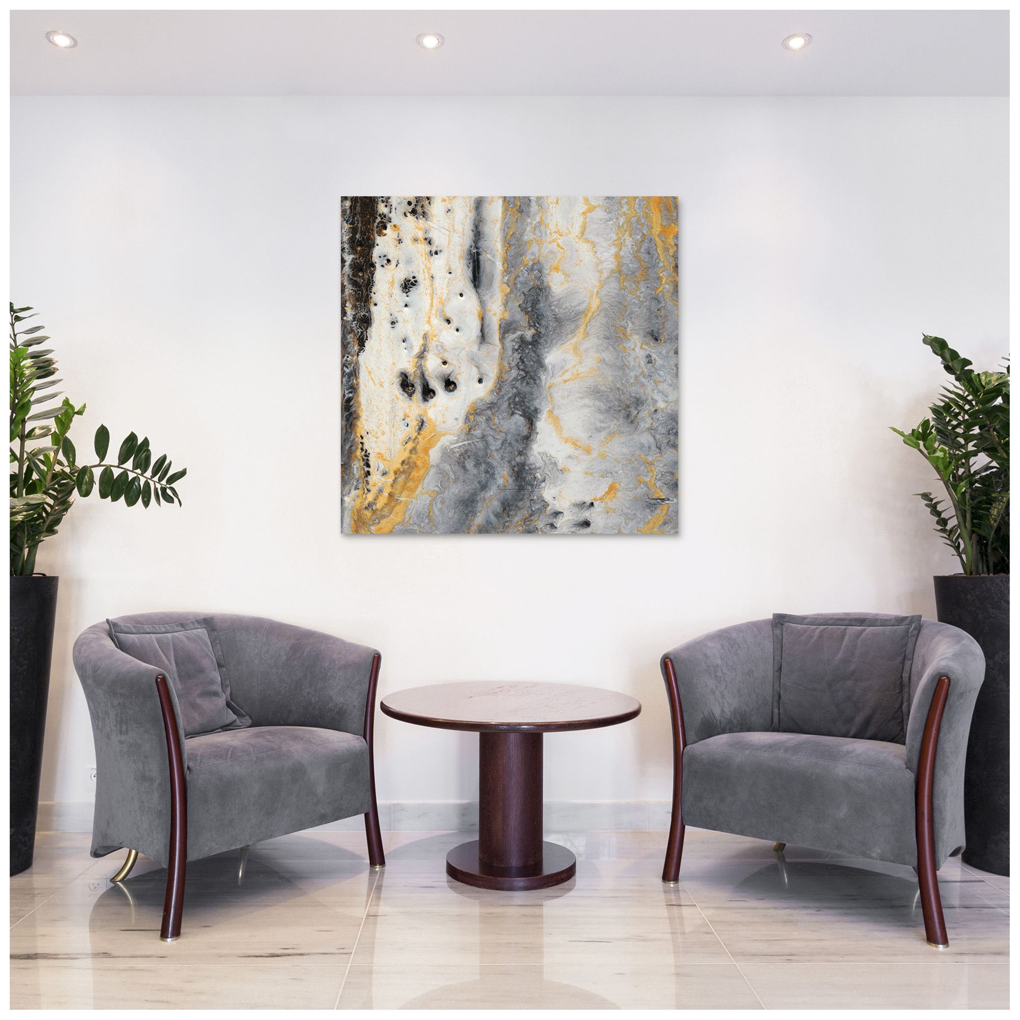 Image 5 Bands of Gold A" Frameless Free Floating Tempered Art Glass Wall Art more views