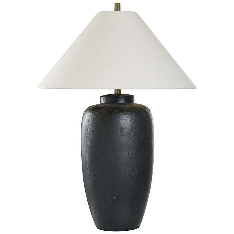 Image 1 Bandzi 35" High Matte Black Table Lamp With White Hardback Shade