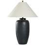 1_Bandzi 35" High Matte Black Table Lamp With White Hardback Shade
