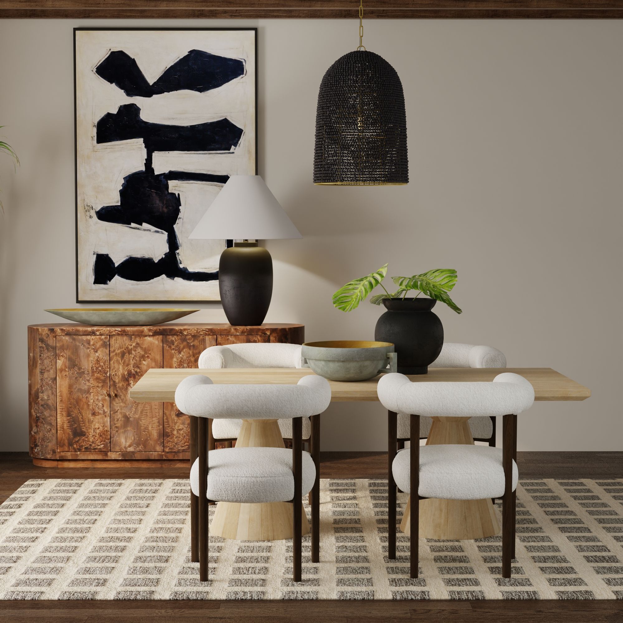 Image 2 Bandzi 35" High Matte Black Table Lamp With White Hardback Shade more views