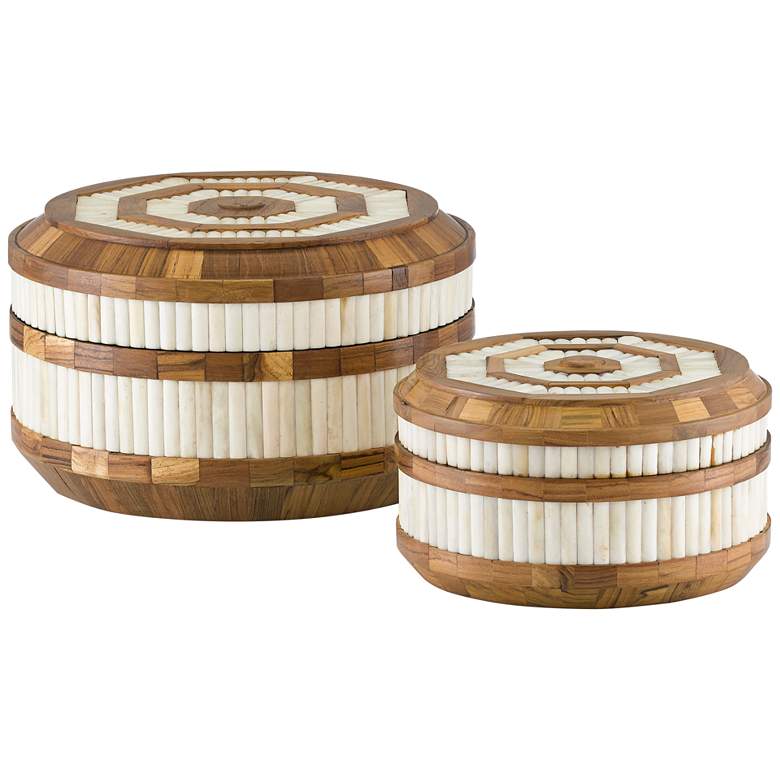 Image 1 Banjhara Natural and Teak Wood Boxes Set of 2