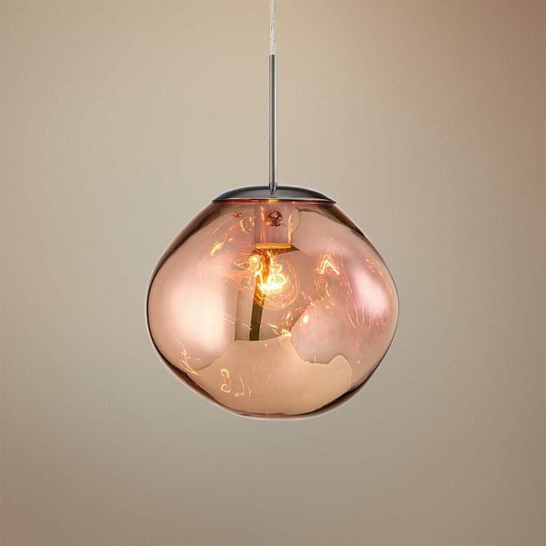 Bankwell 10 1/2&quot; Wide Pearlized Copper Orb Mini Pendant