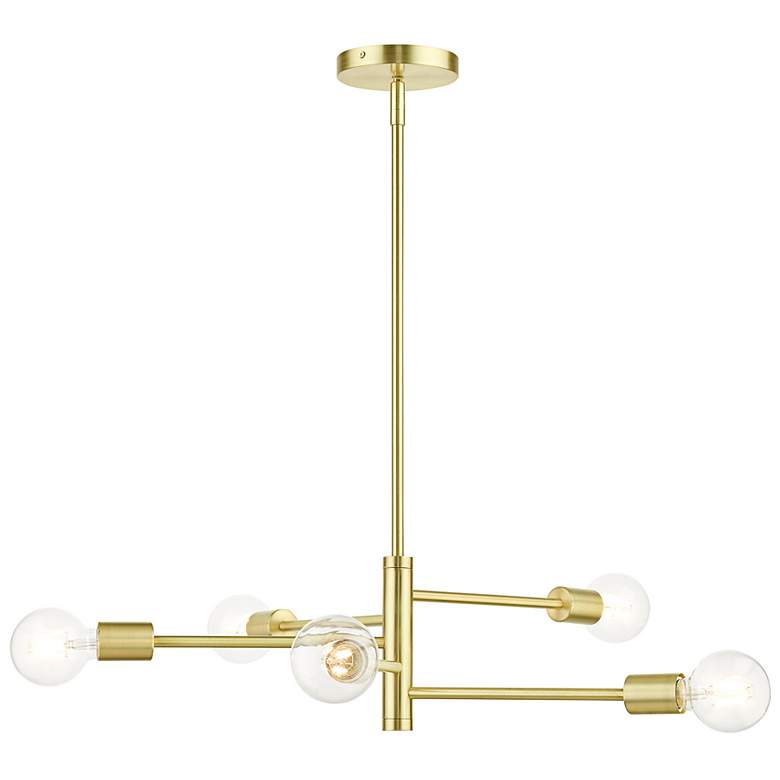 Image 2 Bannister 24" Wide Satin Brass 5-Light Chandelier